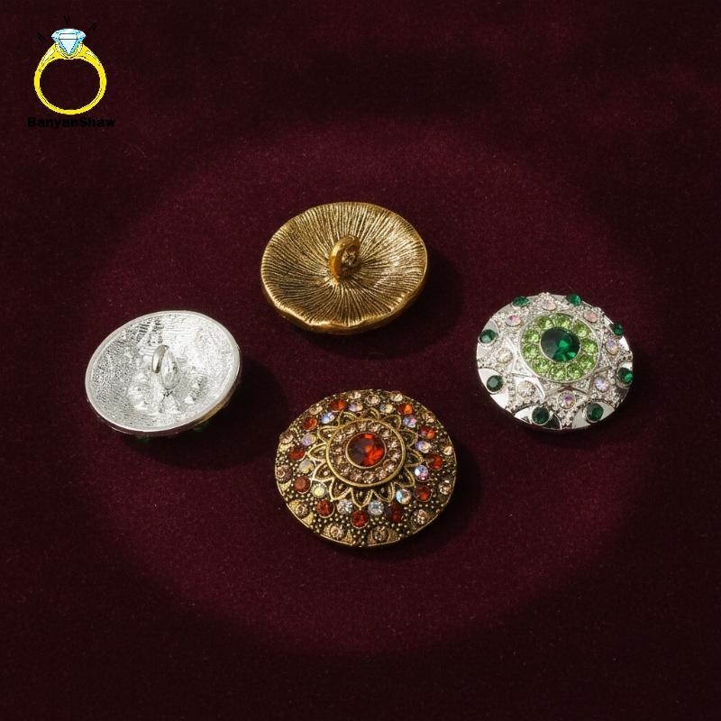 [BANY] Acabamento Antigo Vintage Strass Botões Material De Liga Colorida Para Costura DIY Vestido Suéter Bolsa Decoração