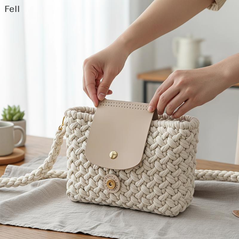 [Fel] Capa De Aba De Bolsa , Material De Couro PU Durável , Acessórios De Crochê DIY Para Mulheres , Artesanal , Artesan