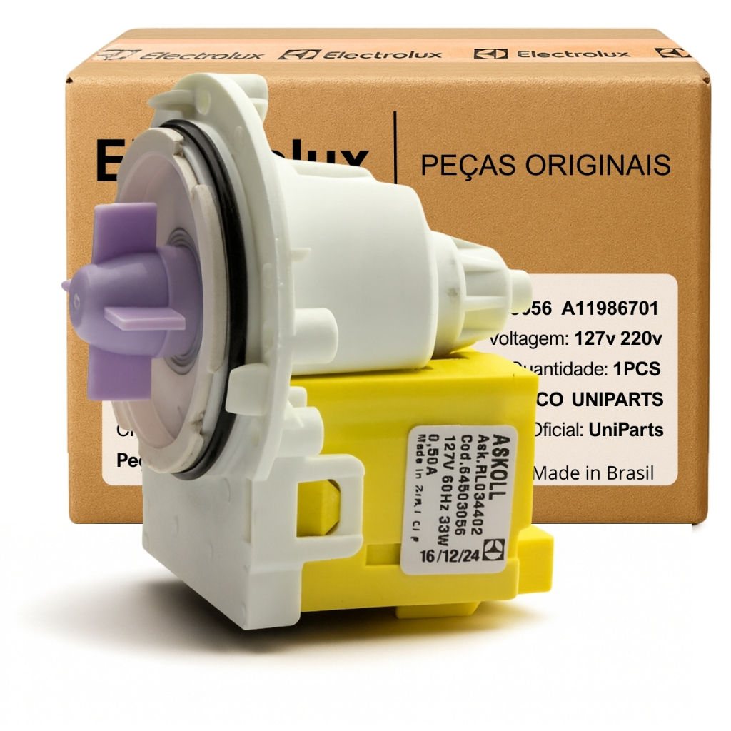 Eletrobomba drenagem de água original 127V (110V) 220v 64503056 A11986701 Lavadoras Electrolux