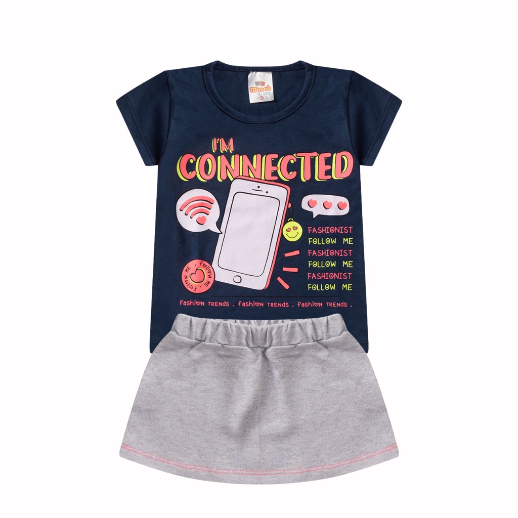 Conjunto Infantil Feminino camiseta e sainha  Tam 1 ao 3 anos