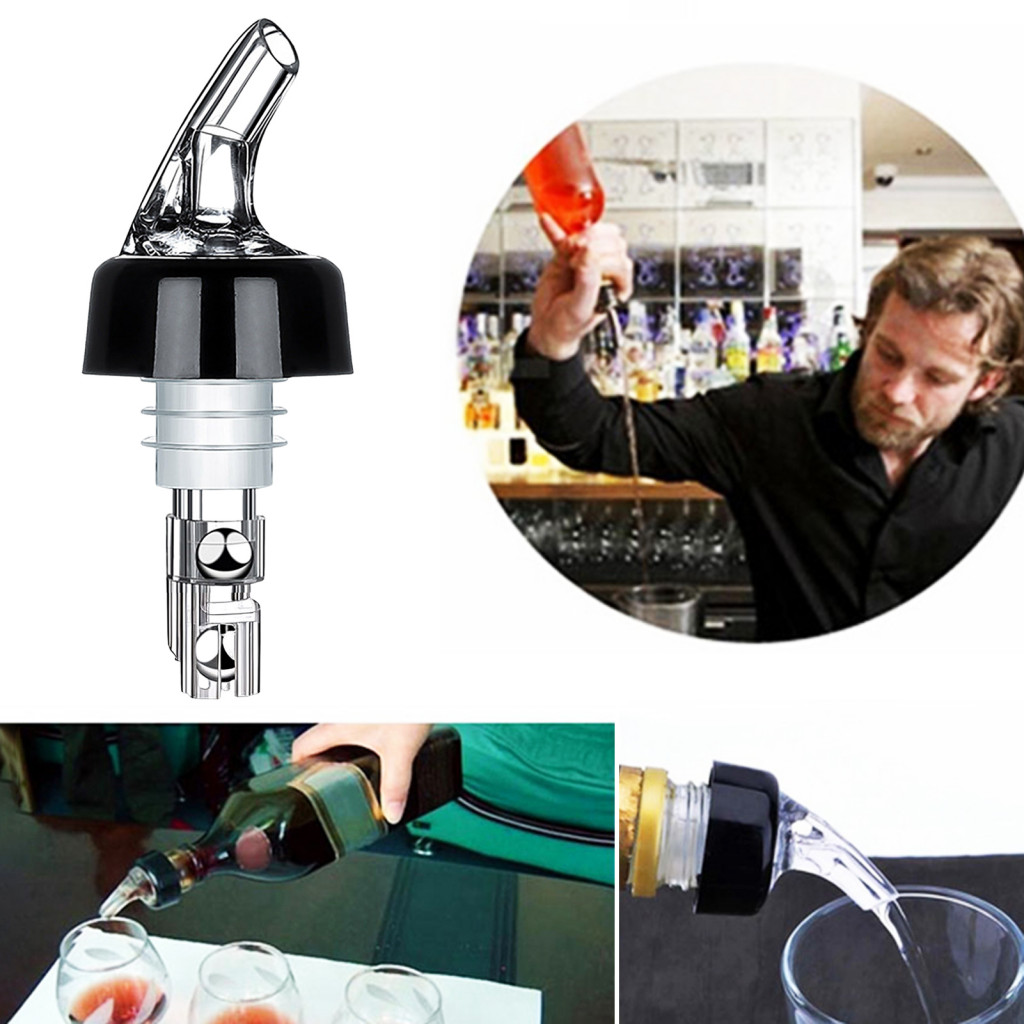 Food-grade Plastic Wine Stopper Steel Ball Track Bottle Automatic Measured Pourer – Cork for Precise 45ml Pouring for