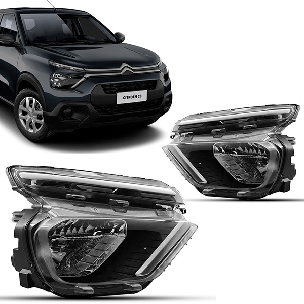 Farol citroen c3 2021 a 2026 sem led DRL unidade