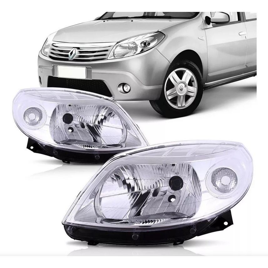 FAROL SANDERO 07/11 FOCO SIMPLES MASCARA CROMADA