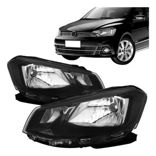 Kit Par Farol Gol Voyage G7 Máscara Negra Friso Preto Foco Simples 2016 2017 2018 2019 2020