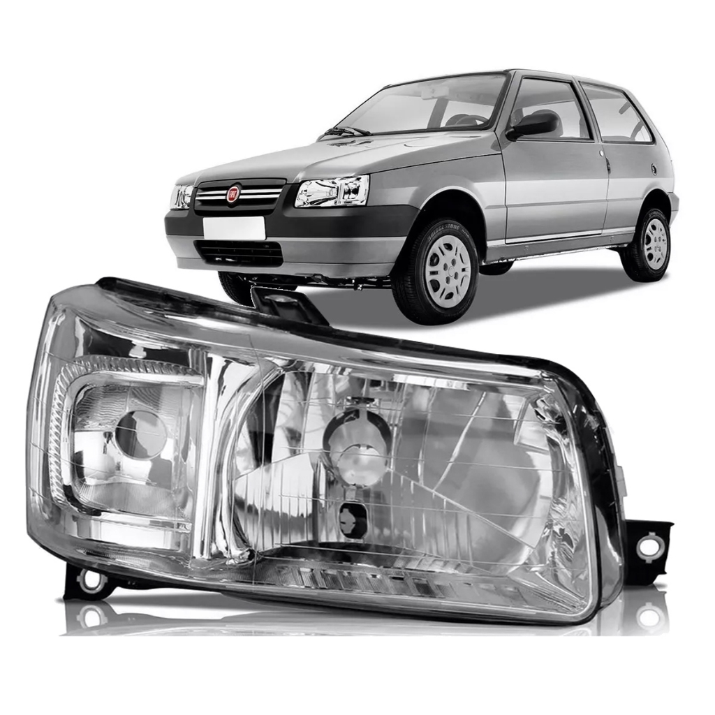FAROL UNO/FIORINO 04/14 FOCO SIMPLES MASCARA CROMADA
