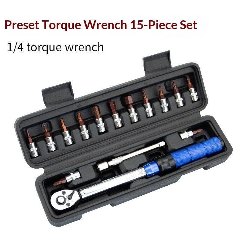 Chave De Catraca De Torque Ajustável , 15 Peças Com 1 4 Polegadas , Sextavada Predefinida Para Bicicleta De Estrada DIY