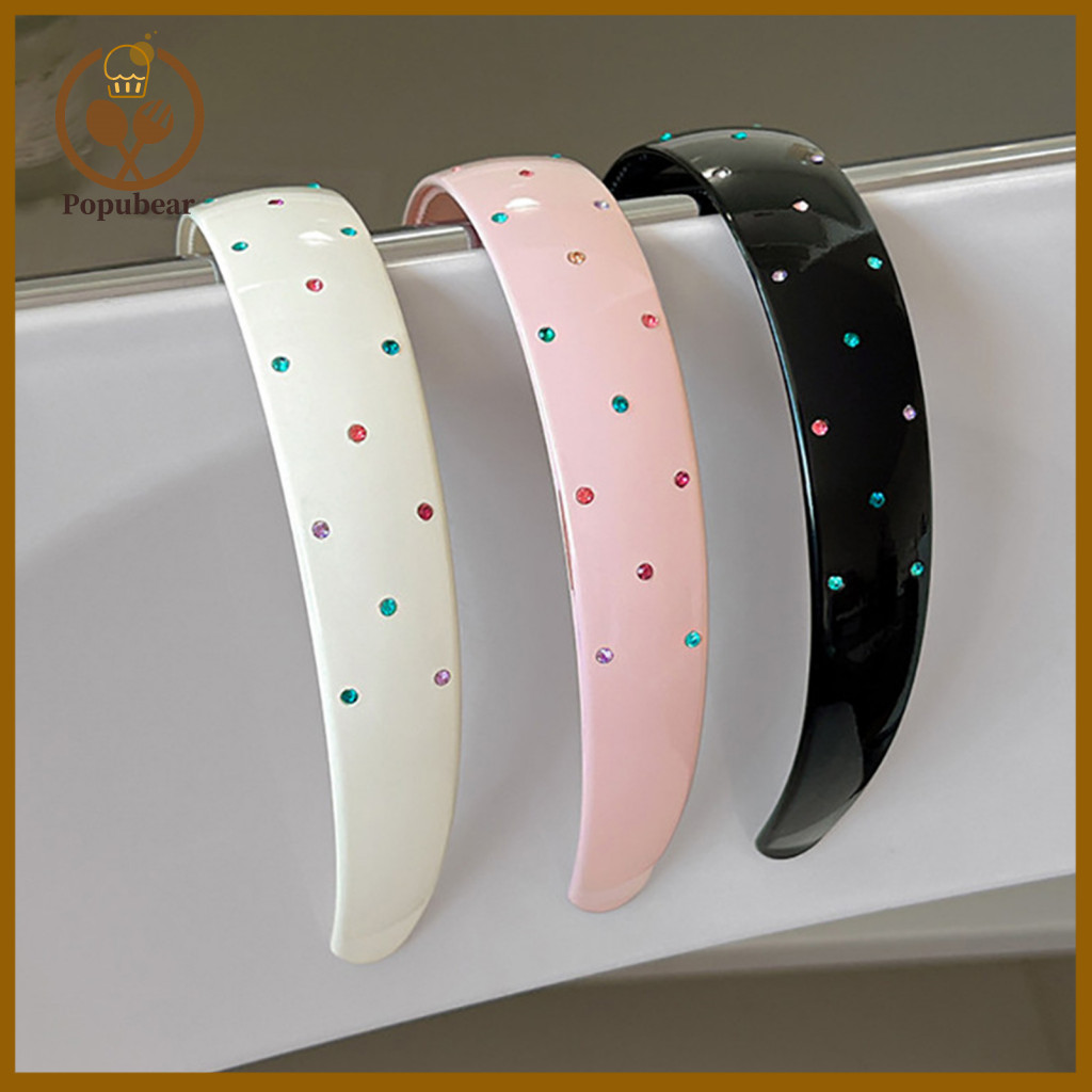 Bangs Holding Headband Youthful Look Hair Accessory Summer Wide Elastic Acrylic for Women Non-slip Rhinestone Hoop Comfo