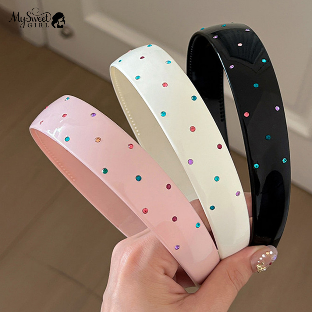 Bangs Holding Headband Lazy Person Hairband Summer Wide Elastic Acrylic for Women Non-slip Rhinestone Hair Hoop Comforta