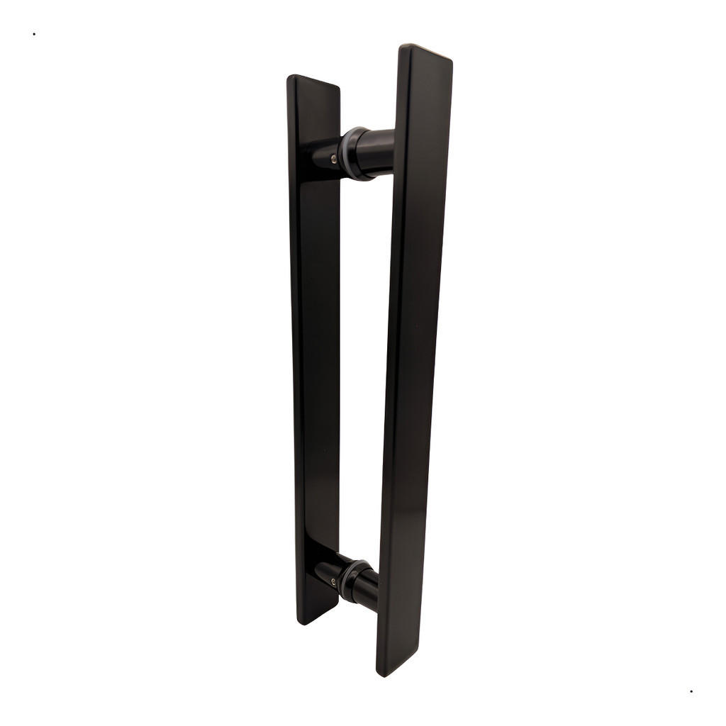 Puxador 40cm Preto Inox Barra Chata Retangular Entre Furos 30cm Preto Fosco
