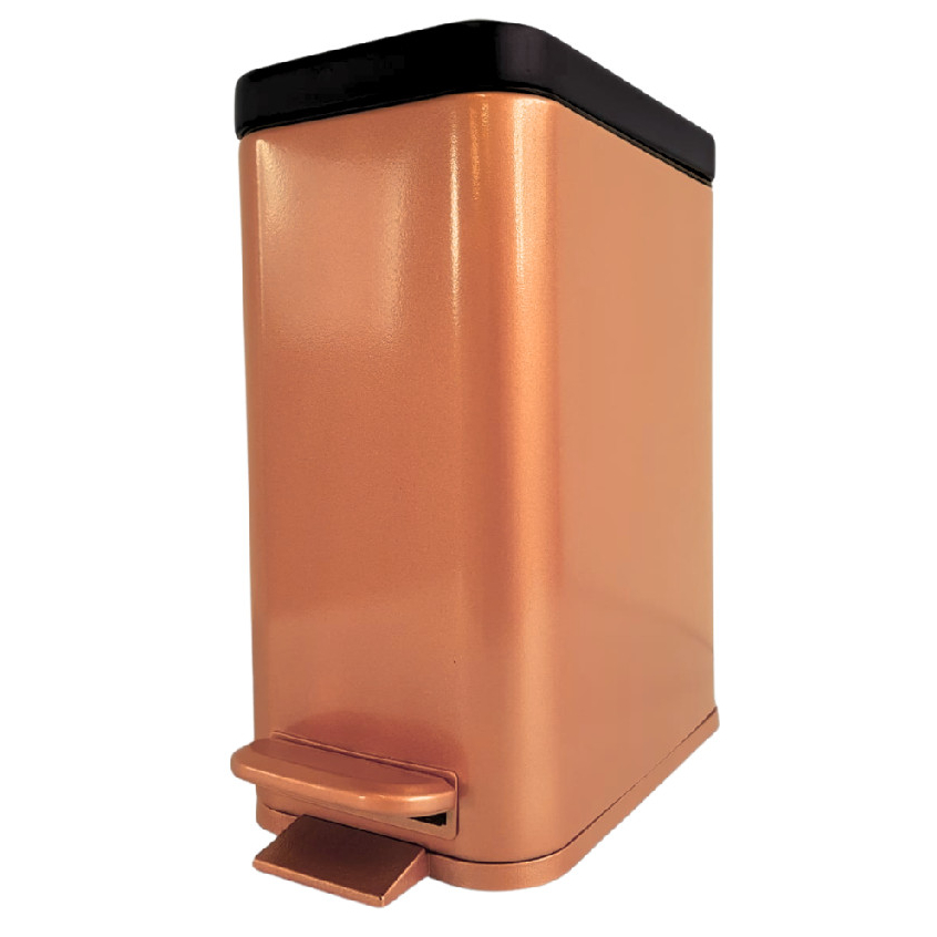 Lixeira Inox Retangular 5 Litros Bronze Com Tampa Preta