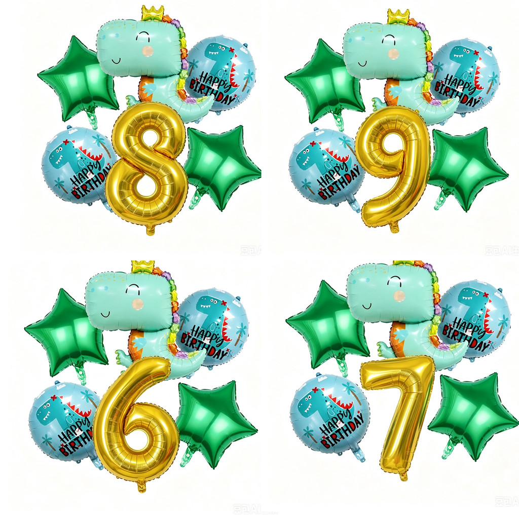 Balões Foil Dinossauro Verde 12pcs Set Aniversário Infantil Festa Painel Decoração Atacado
