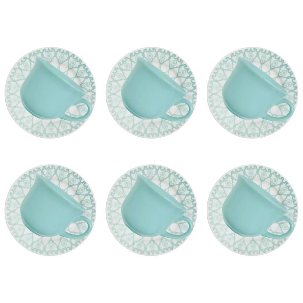 Jogo de Xícaras com Pires Chá e Café Biona Donna Mandala 200ml 12pçs Cerâmica