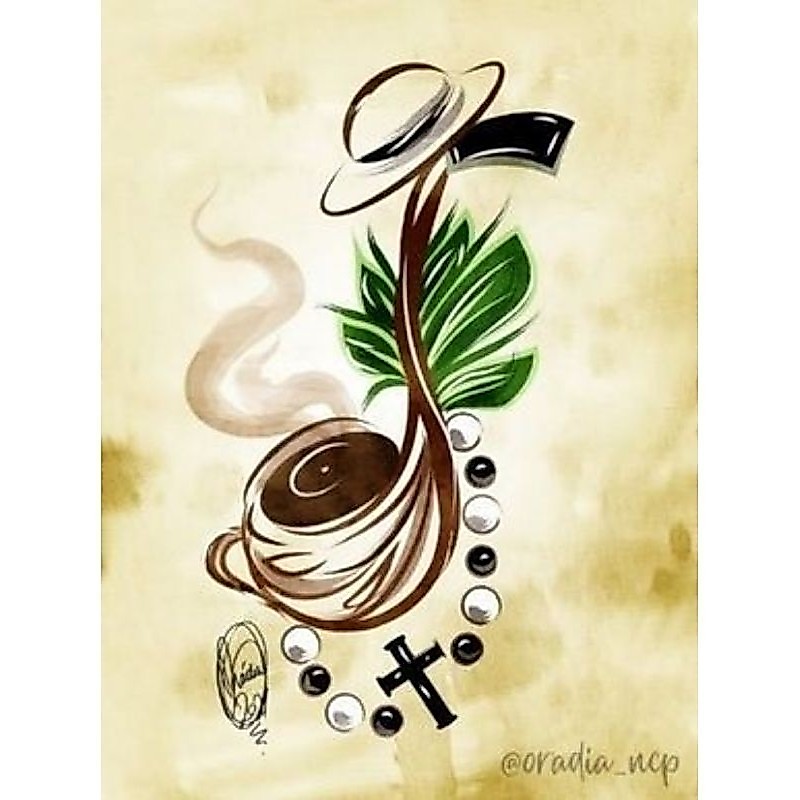 QUADRO DECORATIVO PLACA MDF-DESENHO DO CACHIMBO TERÇO E CHAPÉU