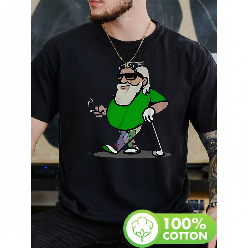Camiseta Masculina Estampa Personagem Desenho Virado Esquerda Cabelo Branco Cueca Colorida Cachimbo Moderna Atemporal Es