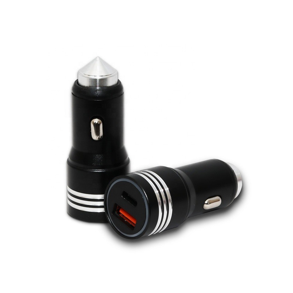 Carregador de Celular Para Carro Carrega Rápido 2 Entradas 1 USB Padrão e Outra USB TIPO C