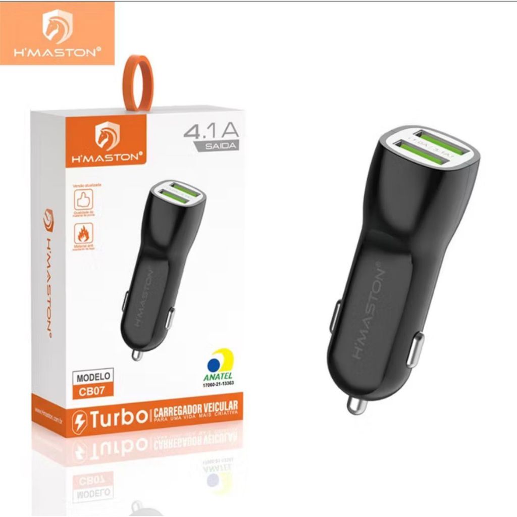 H'Maston CB-07 Carregador para Celular Veicular Carro Fonte 2 entradas USB