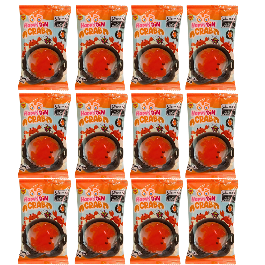 12 Bala De Gelatina Happy Din Crab Caranguejo Importado
