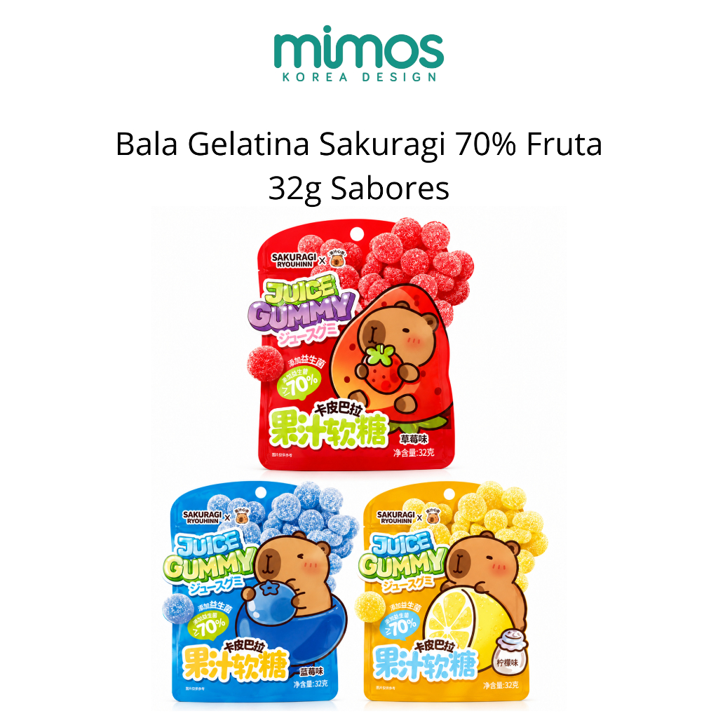 Bala Gelatina Sakuragi 70% Fruta 32g  | Importado | Mimos Korea Design