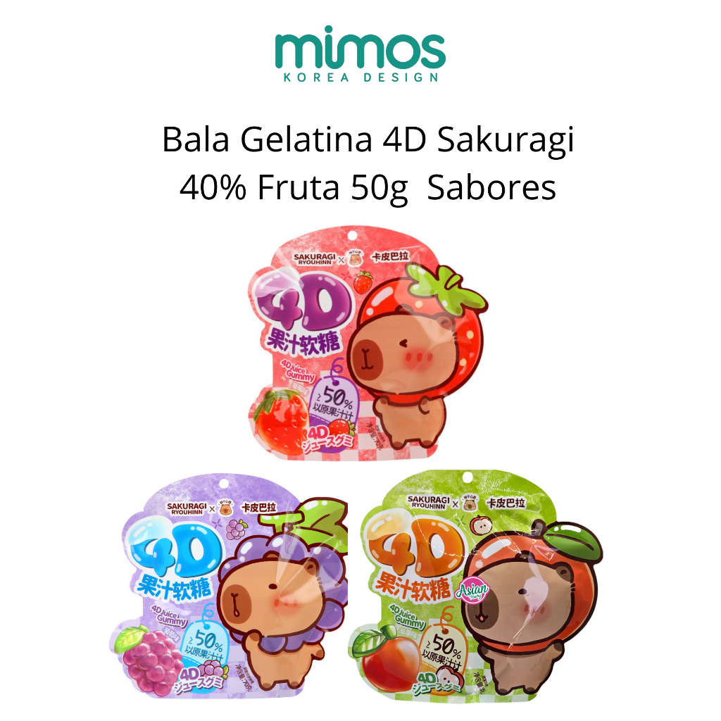 Bala Gelatina Sakuragi 4D 50% Fruta 50g | Importado | Mimos Korea Design
