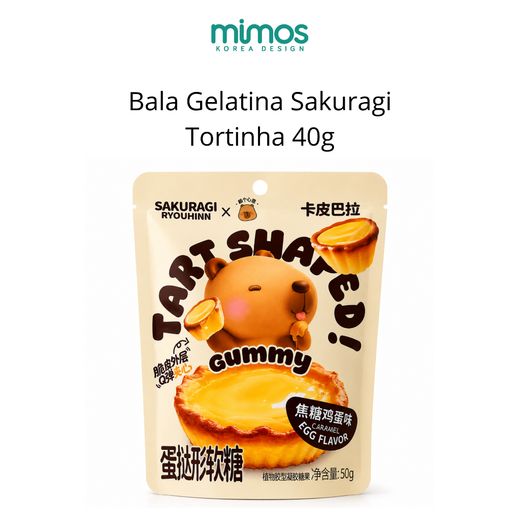 Bala Gelatina Sakuragi Tortinha Sabor Ovo Caramelizado 40g | Importado | Mimos Korea Design