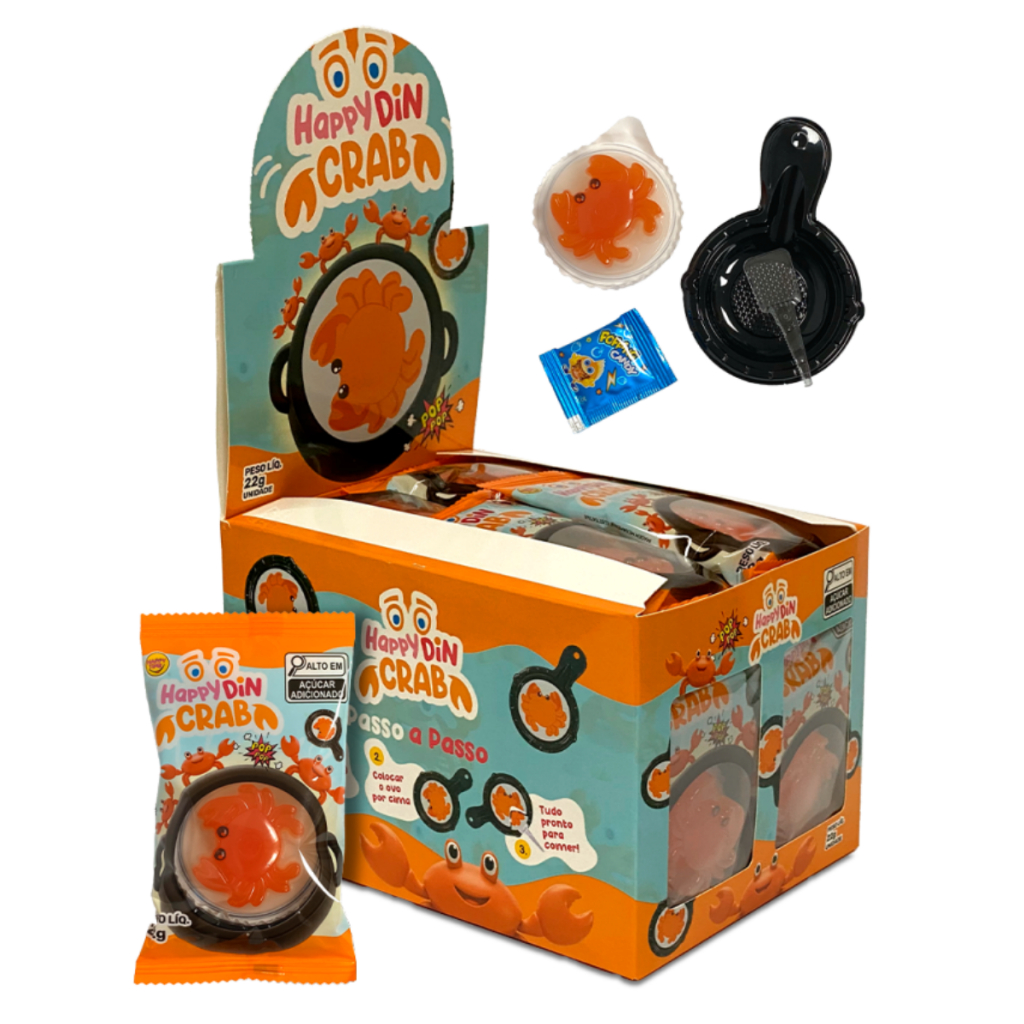 24 Bala De Gelatina Happy Din Crab Caranguejo Importado