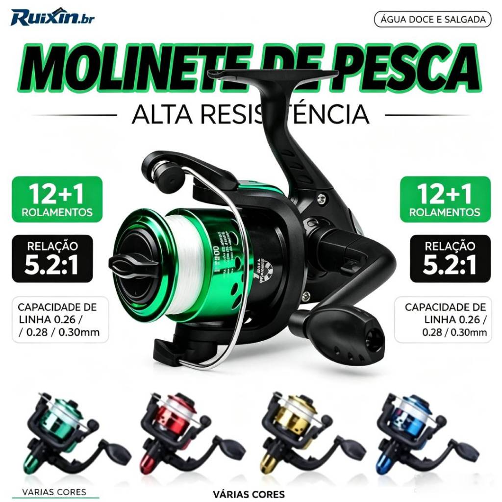 Molinete De Pesca De Metal EVA HD 200Max Arraste 10kg + linha de pesca Cana Em Água Salgada