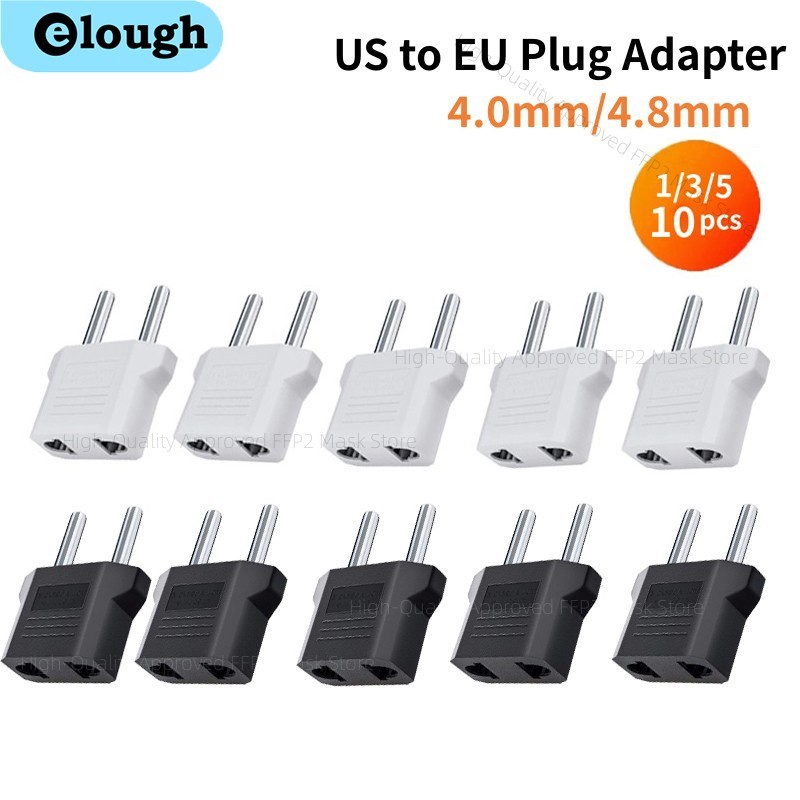Elough 1-10 Peças Adaptador De Tomada Eua Para Ue 4.0/4.8mm Adaptadores Elétrica Euro KR Conversor De Energia Da