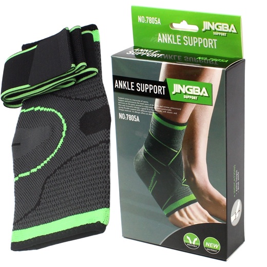 Tornozeleira Jingba - Anti-Derrapante Ortopédica Ajustável Esportiva Proteção de Joelho com Strap Crossfit Verde