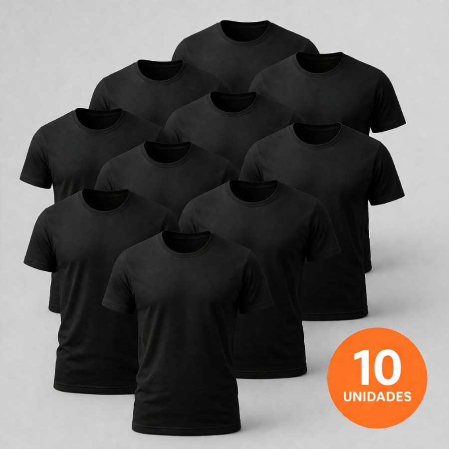 KIT 10 Camisetas Masculina Lisas Basicas 100% Algodao Fio 30. Corte Regular Gola Redonda Manga Curta