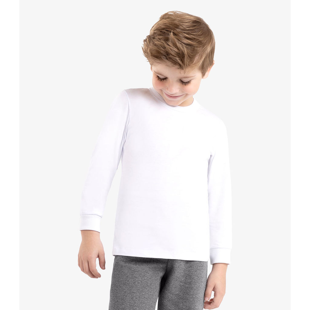 Camiseta Manga Longa Básica Rovitex Kids Branco