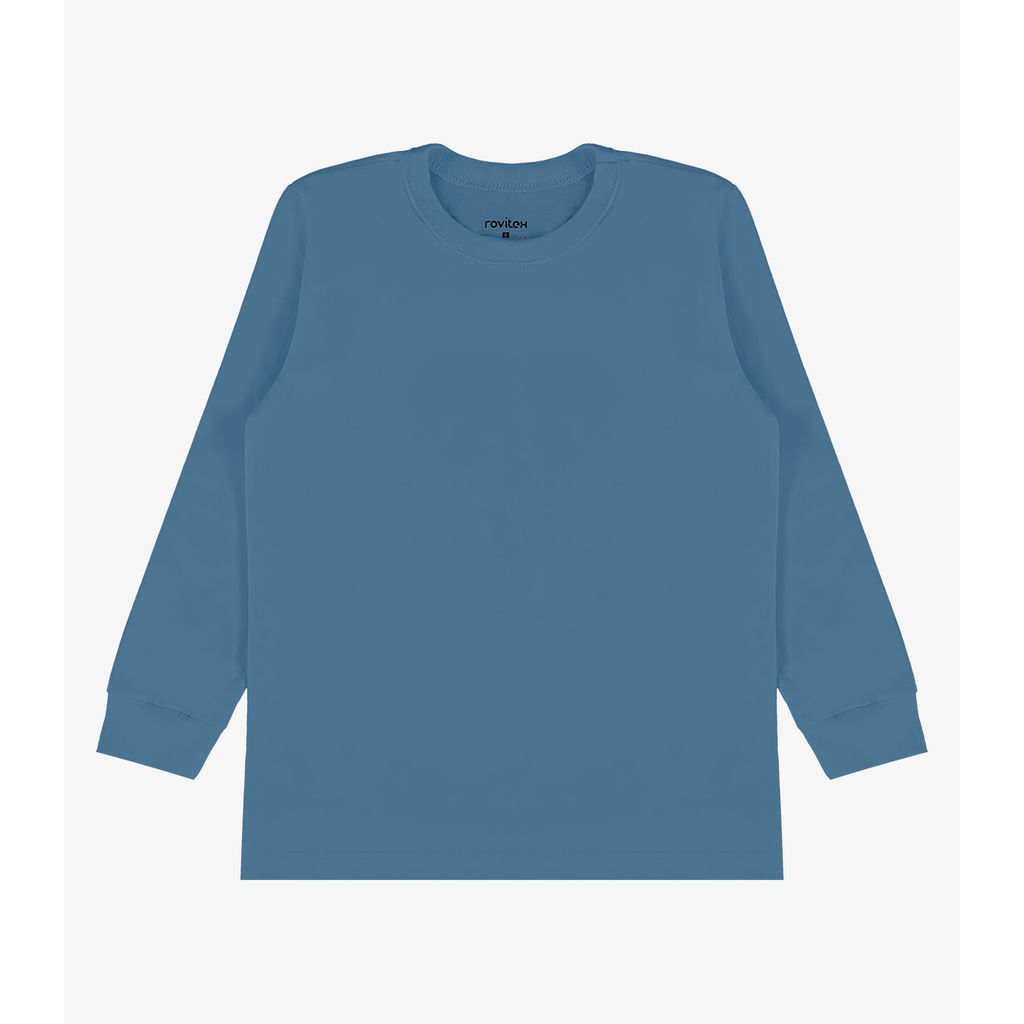Camiseta Manga Longa Básica Rovitex Kids Azul