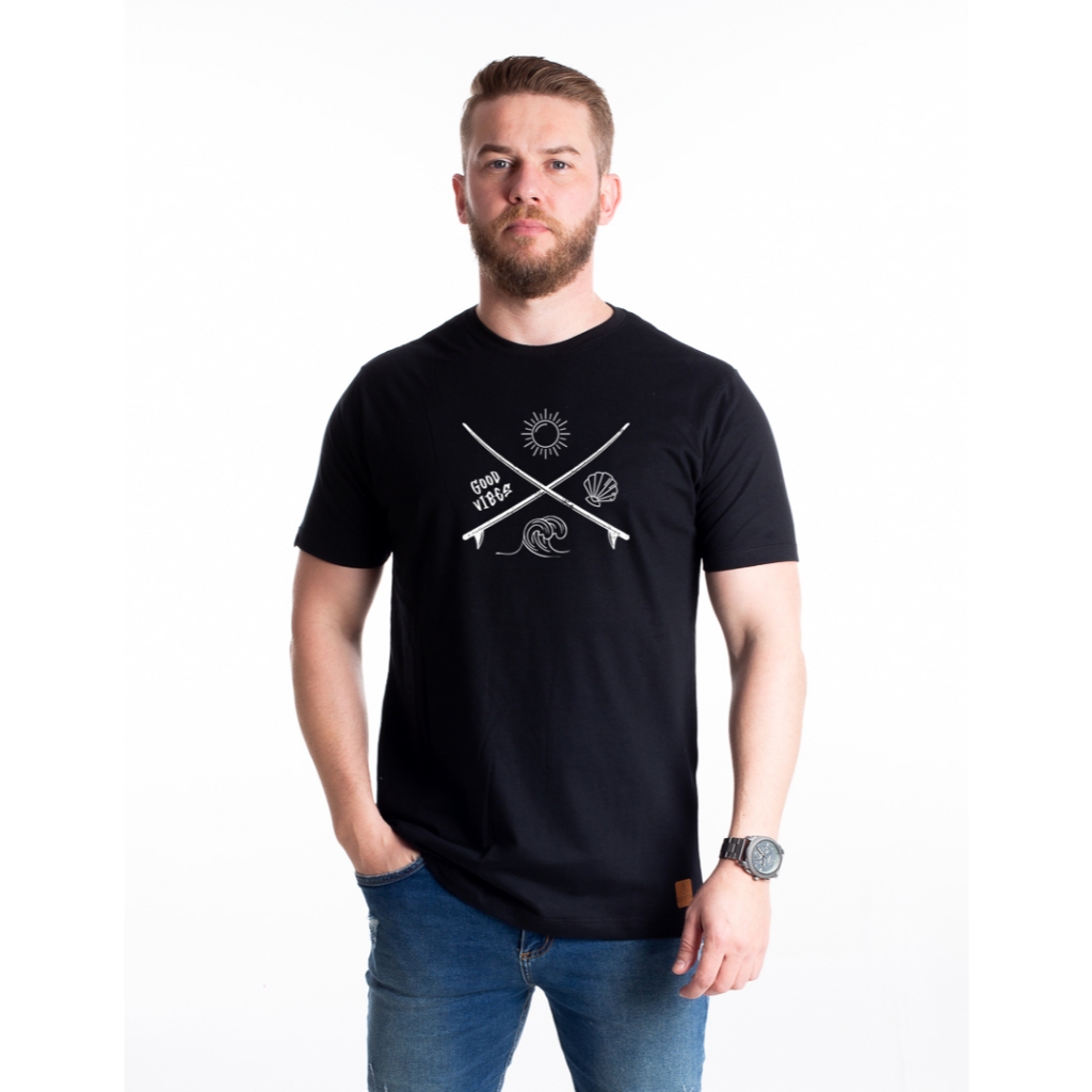 CAMISETA Masculina Estampada  Estilo Regular Manga Curta  Algodão Verão