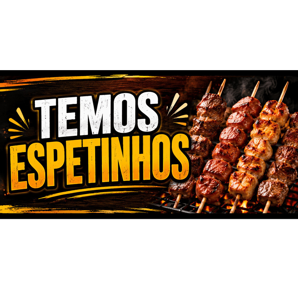 BANNER EM LONA PROPAGANDA 90X50CM COM 4 ILHÓIS ALTA QUALIDADE TEMOS ESPETINHOS