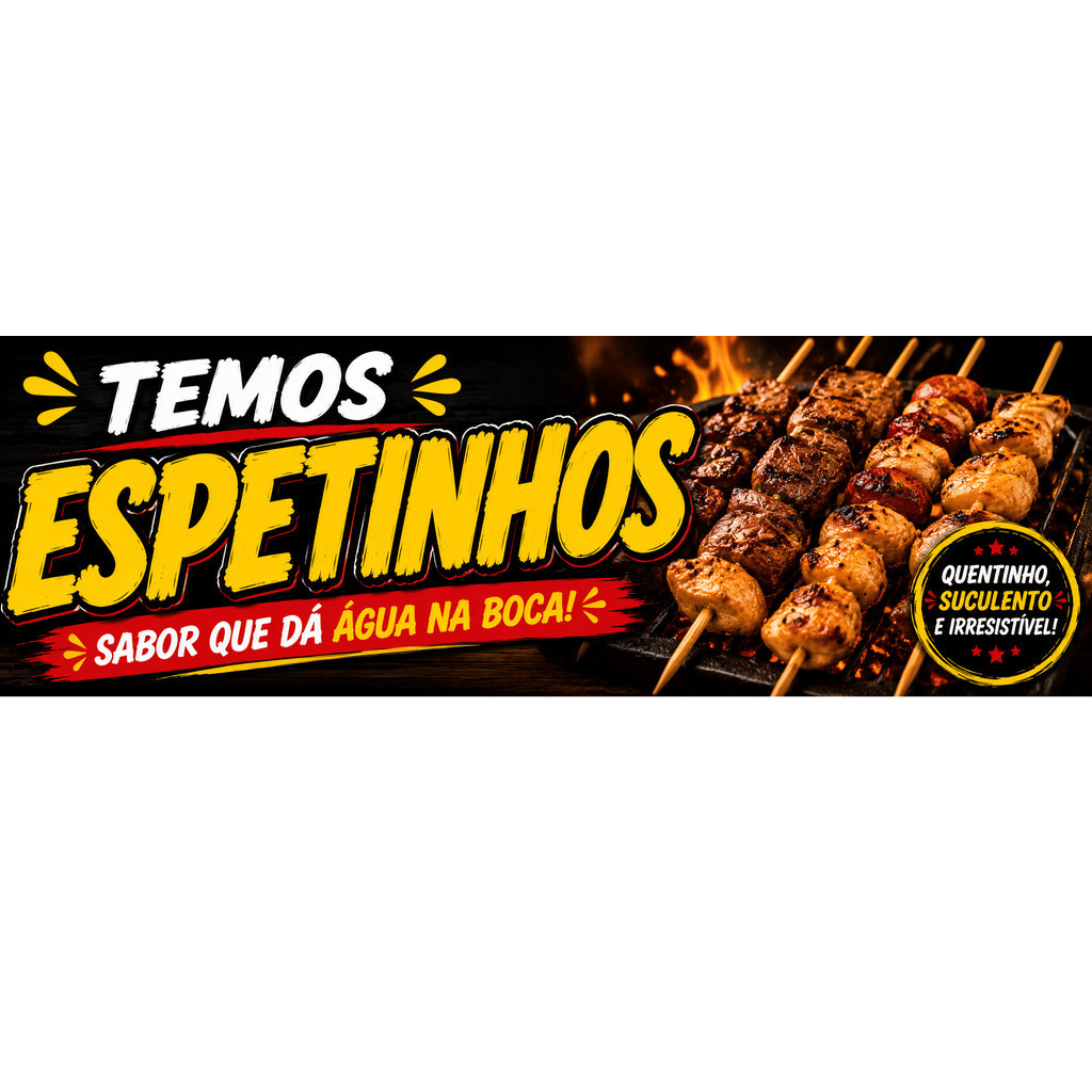 BANNER EM LONA PROPAGANDA 90X50CM COM 4 ILHÓIS ALTA QUALIDADE ESPETINHOS