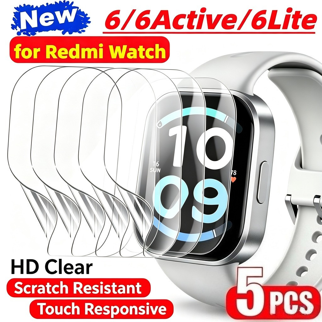 5 Pcs TPU Filmes De Hidrogel Para Redmi Watch 6 Active 6Lite Watch6 5Active/5Lite Filme De Proteção De Cobertura Complet