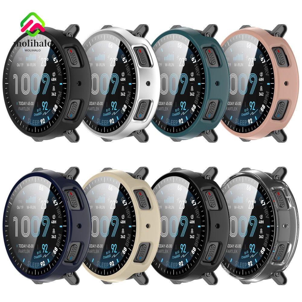 MOLIHALO Protetor , PC + Capa De Tela De Cobertura Total Temperada , Pára-Choque Para Amazfit Active Max