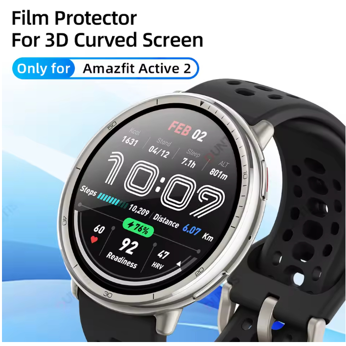 Protetor de tela 3D de cobertura total para Amazfit Active 2/Amazfit Active 3
