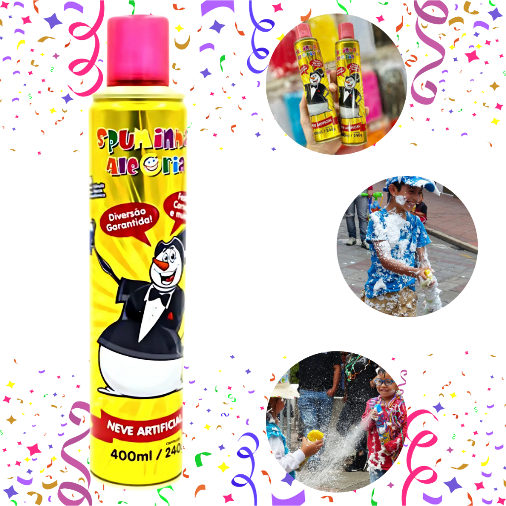 Kit 10 Espumas De Carnaval Lata 400g Neve Artificial Carnaval Festas Espuma Atacado 5 e 10 Unidades