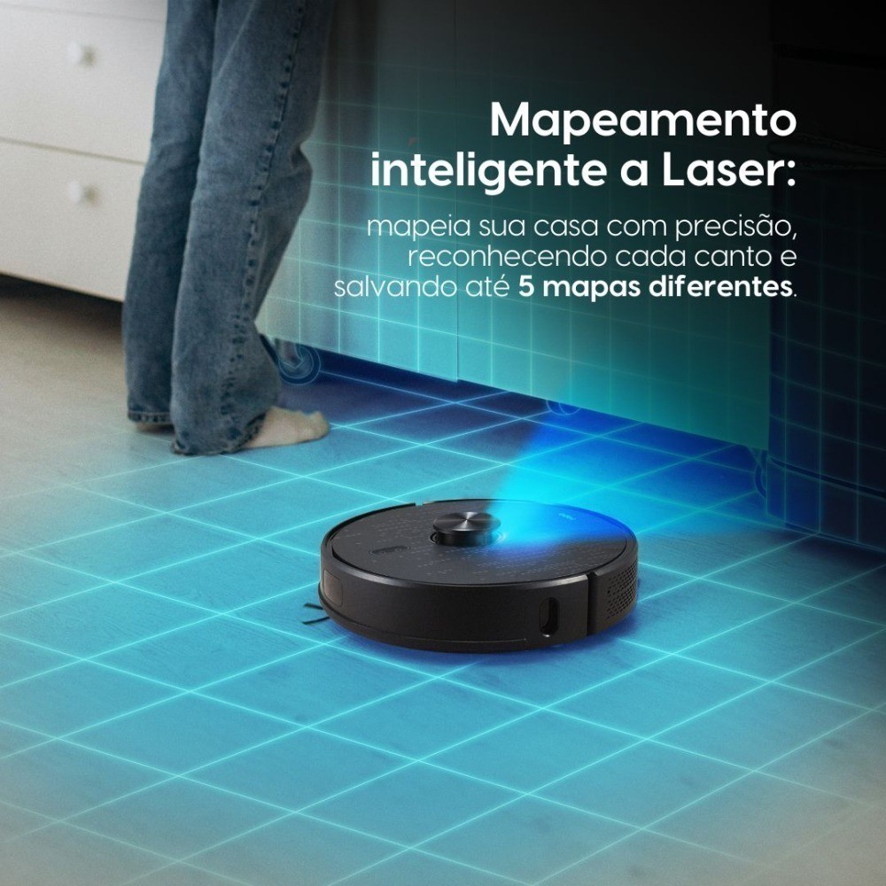 Robô Aspirador - Ropo Smart Laser -  Mapeamento a laser 360, passa pano com MOP
