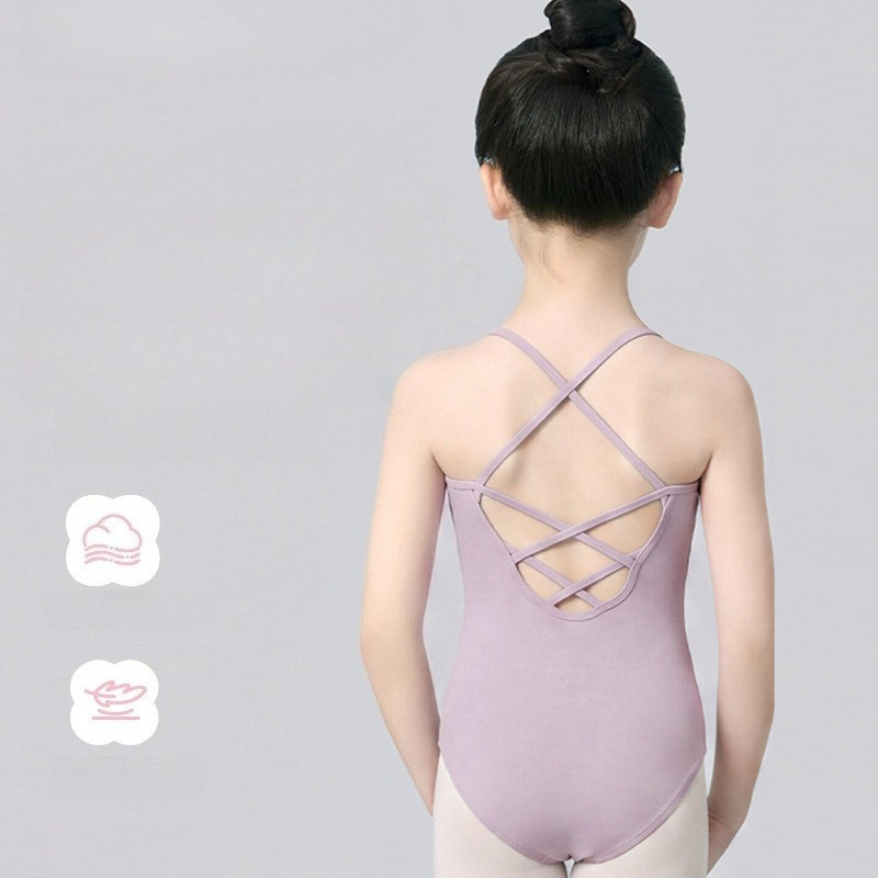 [Crotch Fechado] Macacão Infantil De Balé Com Suspensório De Alta Elasticidade Em Lycra Cruzado