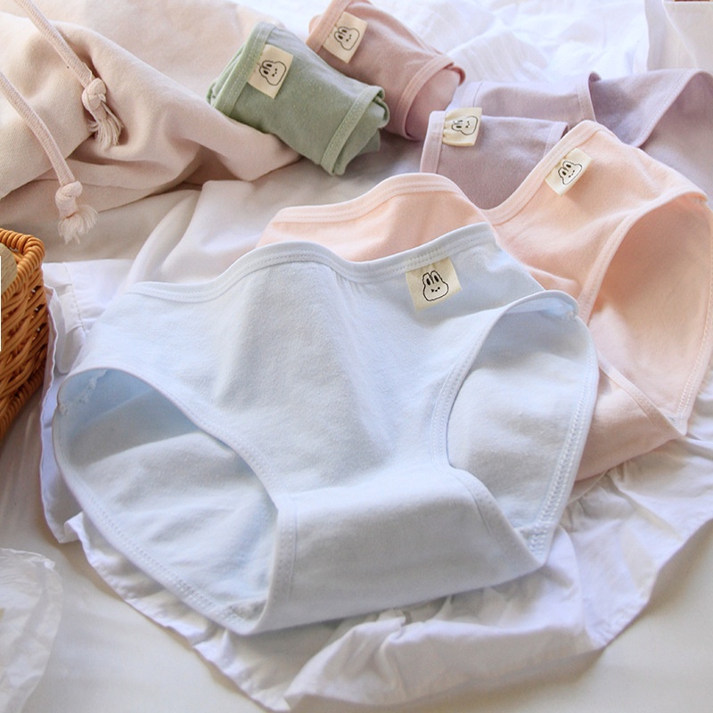 Novas Calcinhas De Algodão Simples Crotch Underwear Mulheres Cintura Média Confortáveis E Respiráveis Estudantis