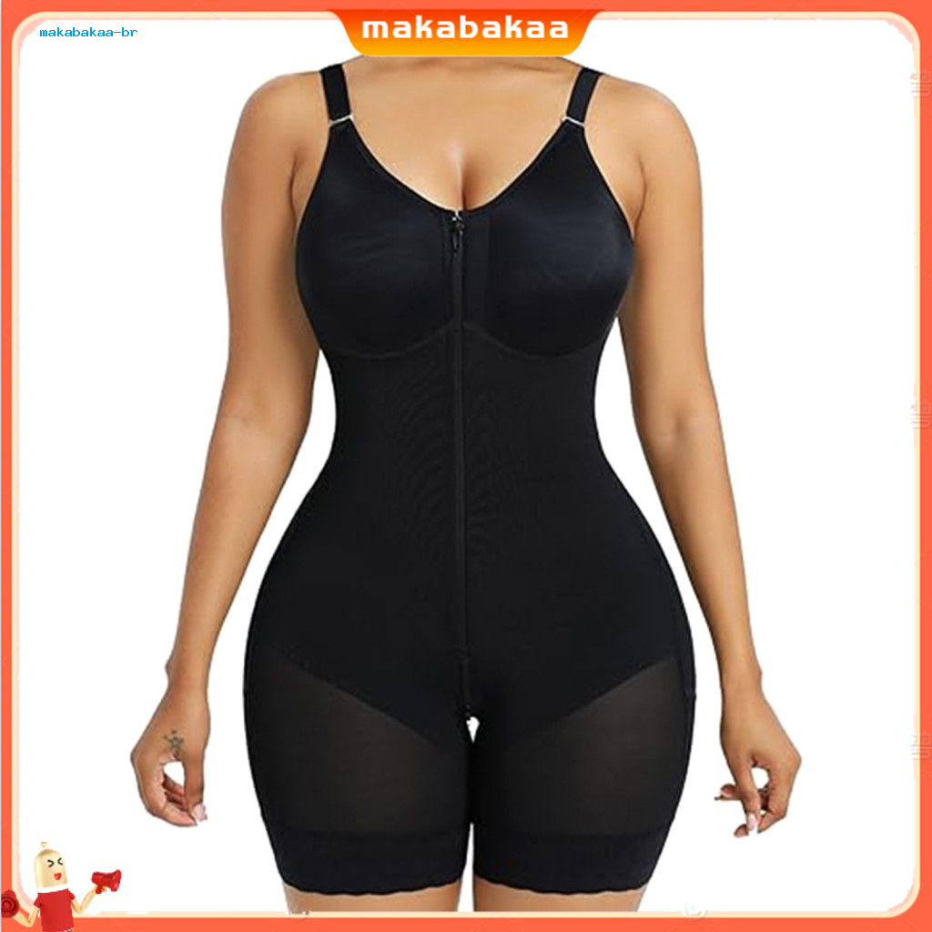 Women’s Butt Lifter Shapewear Bodysuit with Adjustable Straps Zipper Crotch Tummy Control Body Shaper for Post-surgery