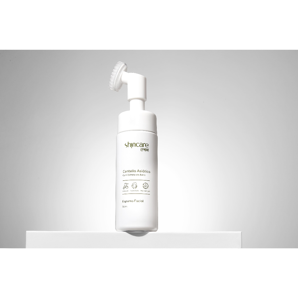 Espuma de Limpeza Facial Centella Asiática + Aveia + Algas | Com Escova de Silicone | Limpeza Suave