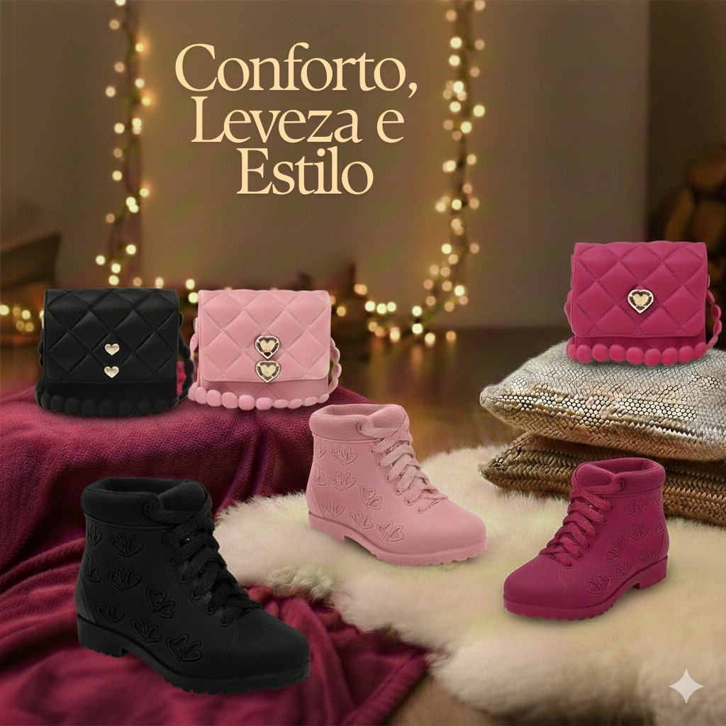 Conjunto Infantil Feminino | Bolsa + Bota | Impermeável, Leve, Moderna e Prática Lange M.S.