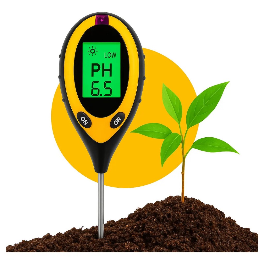Medidor De Ph Solo 4 Em 1 Digital Temperatura Luz Umidade Preciso Phmetro Bateria Inclusa Plantas