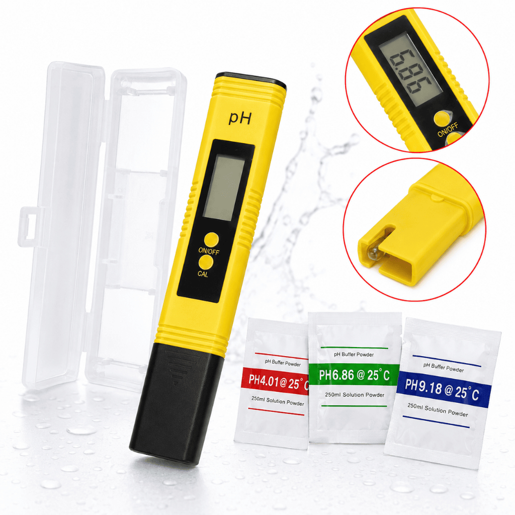 Medidor De Ph Digital Portátil Phmetro Kit Calibração Água Aquário Piscina Solo Hidroponia Peixe Alta Precisão Atc Plant