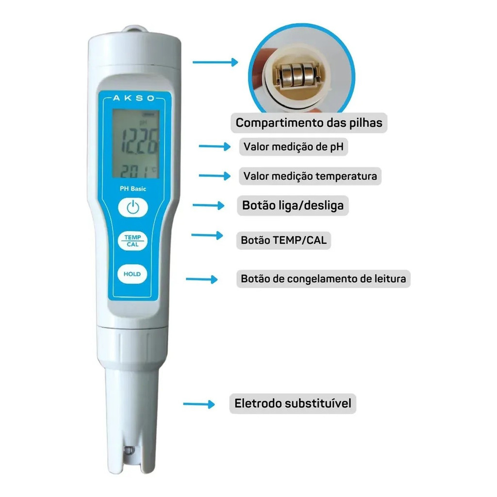 Medidor De Ph Phmetro Digital Phbasic Autocalibração Akso