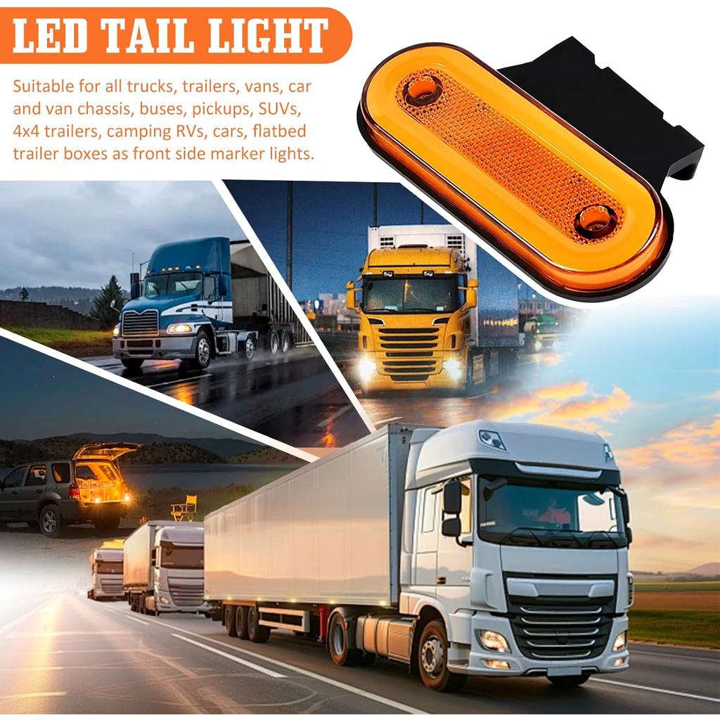 Kit 4 Luzes LED de Sinalização para Caminhão Ônibus Reboque Van 12V 24V IP68