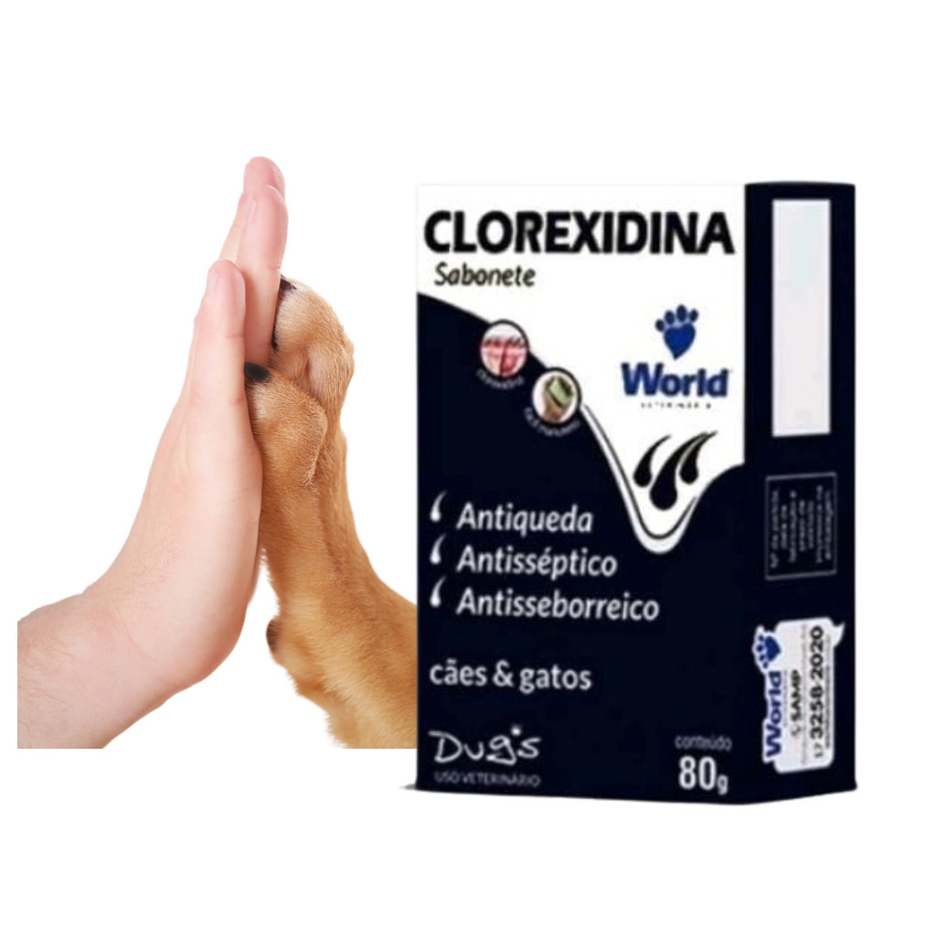 Sabonete Dermatite Clorexidina World Fragrância Suave Cachorros Gatos Alivio Coceira Alergia Pet