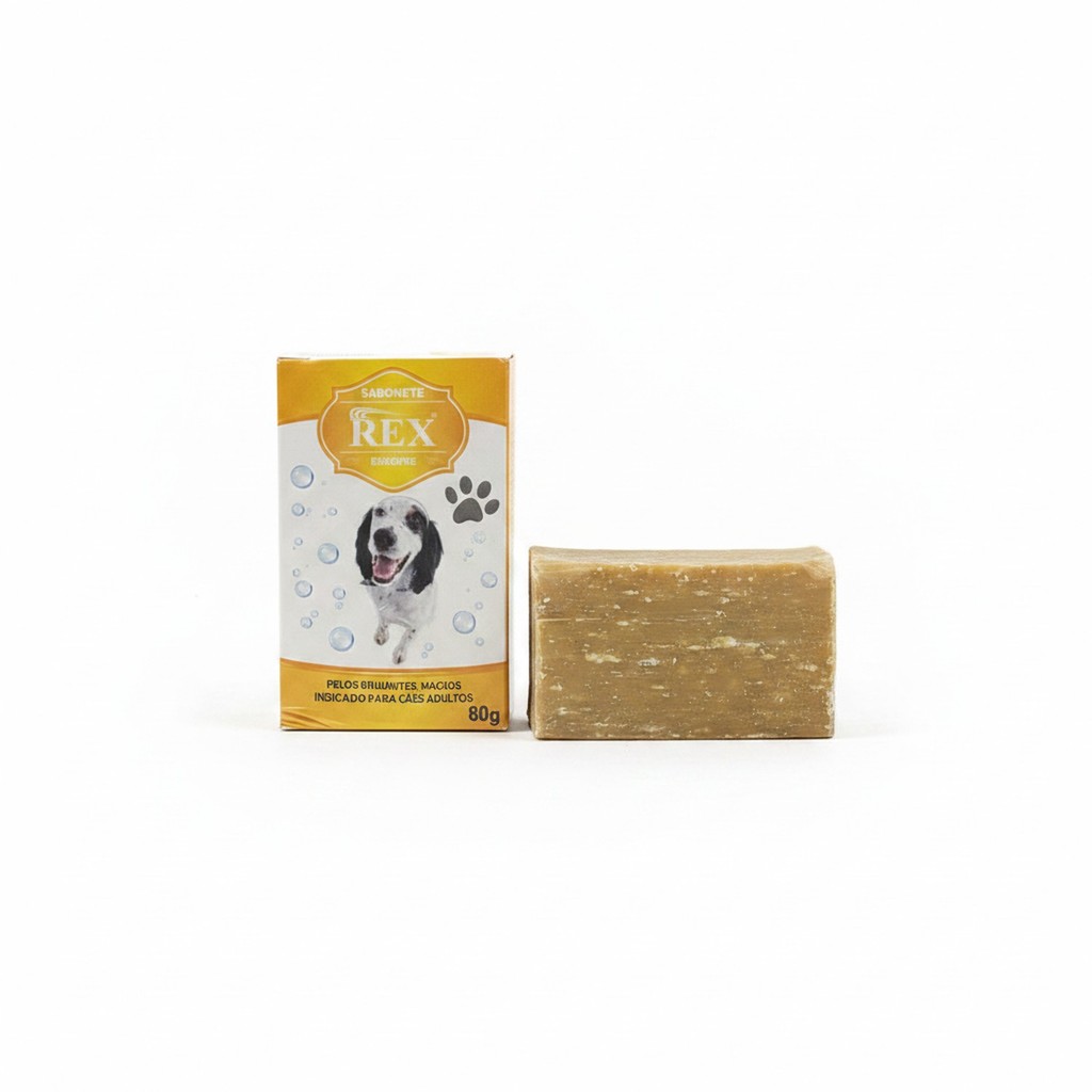 Sabonete Rex Enxofre 80g para Cachorro Cães Sarna Seborreia Micose Pelos Brilhantes